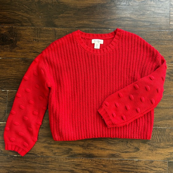 🍂2/$5 Knitted Red Pullover Sweater - Picture 1 of 3